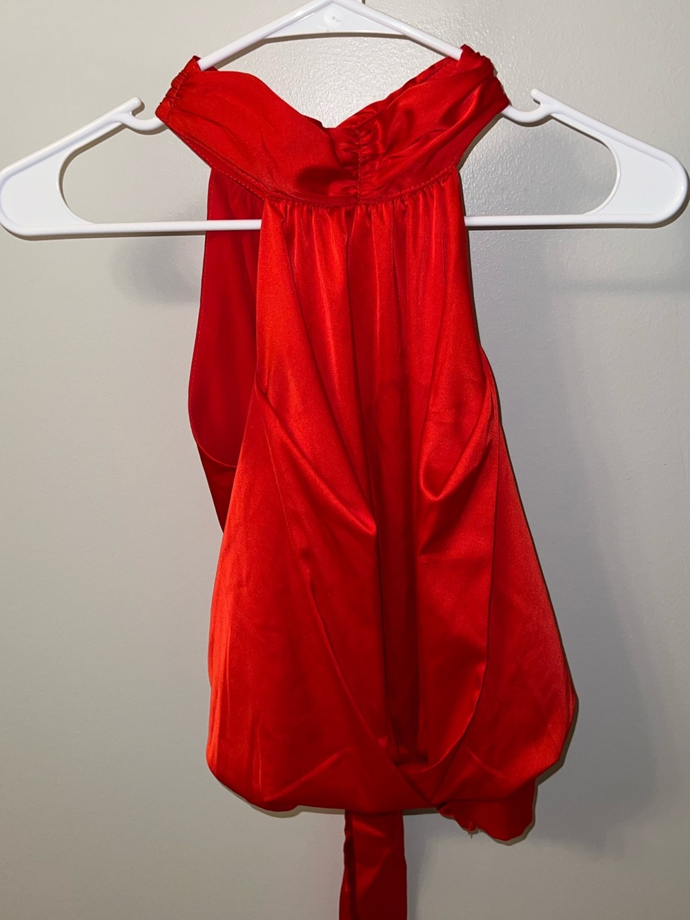 Red Halter Satin Women's Top
